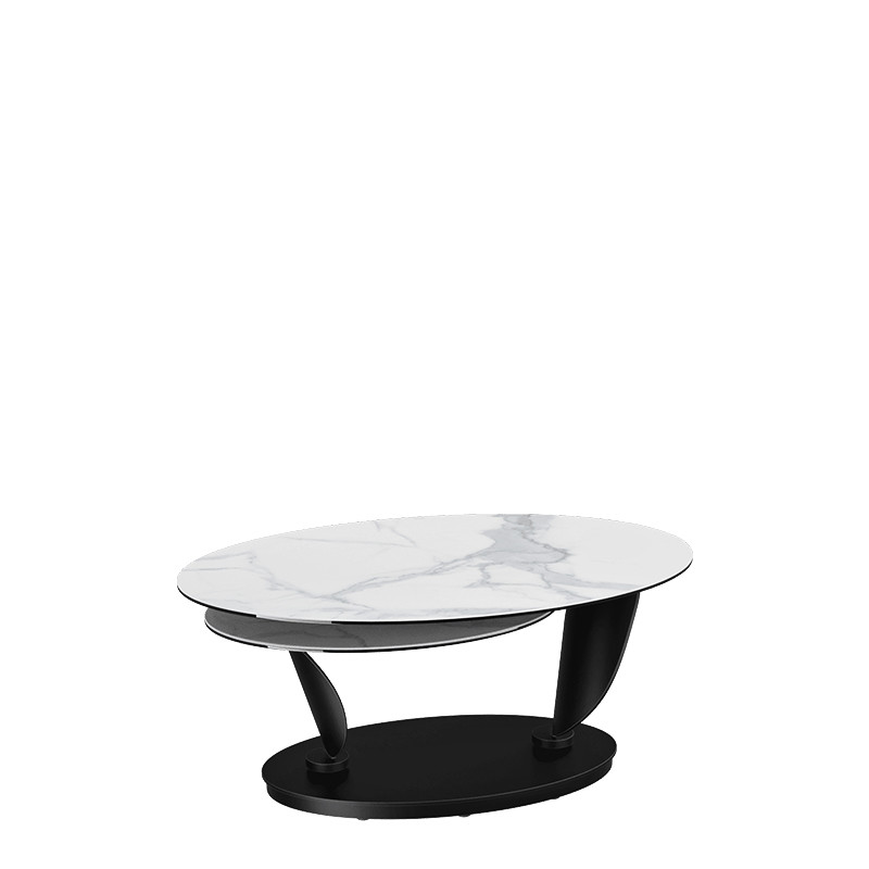 Table basse plateaux pivotants ROSA double céramique, 7 finitions Akante