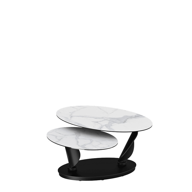 Table basse plateaux pivotants ROSA double céramique, 7 finitions Akante