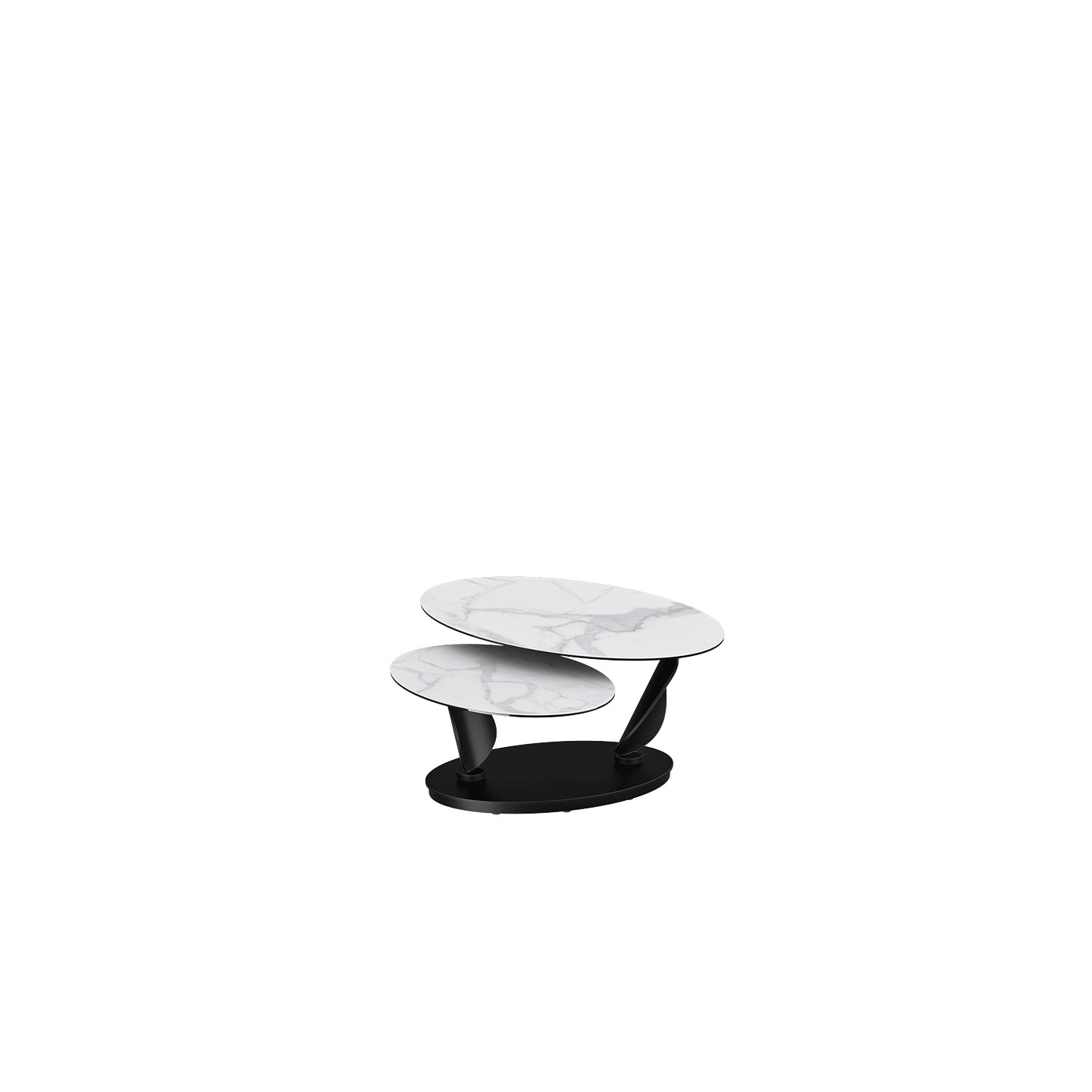 Table basse plateaux pivotants ROSA double céramique, 7 finitions Akante