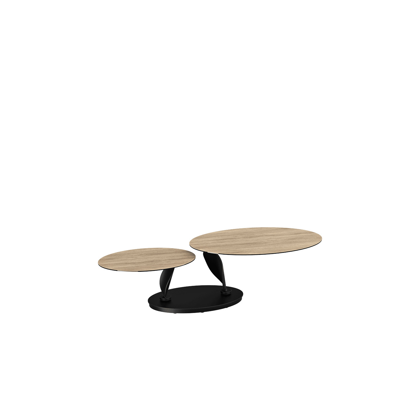 Table basse plateaux pivotants ROSA double céramique, 7 finitions Akante