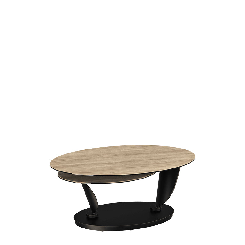 Table basse plateaux pivotants ROSA double céramique, 7 finitions Akante