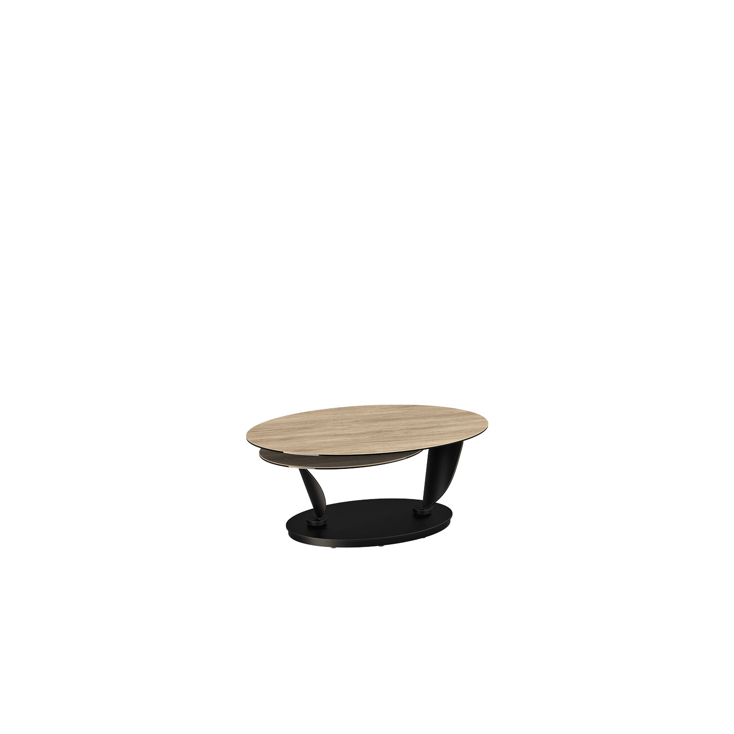 Table basse plateaux pivotants ROSA double céramique, 7 finitions Akante