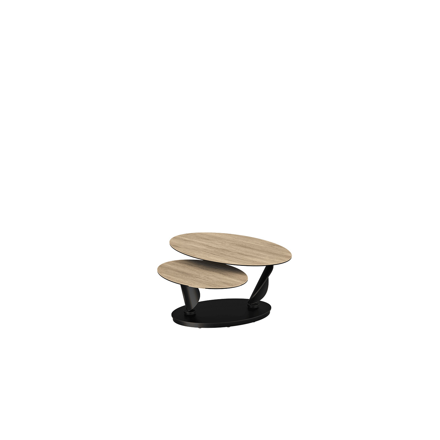 Table basse plateaux pivotants ROSA double céramique, 7 finitions Akante