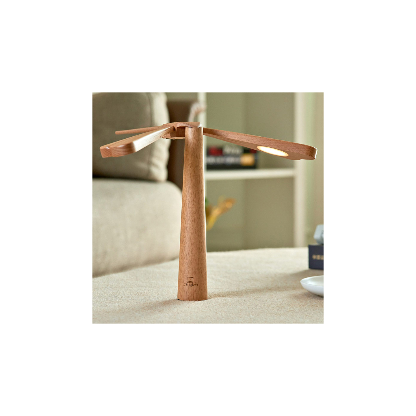 Lampe rechargeable led DRAGONFLIGHT BALANCE, hêtre ou noyer Gingko Design