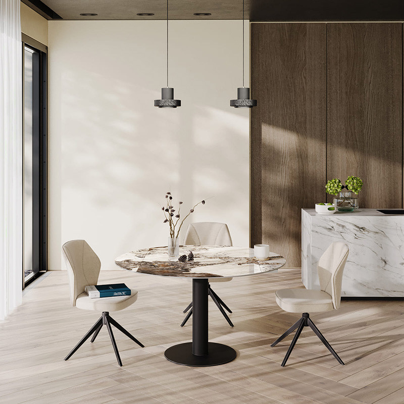 Chaise pied central pivotant VIENNA, 8 coloris Akante