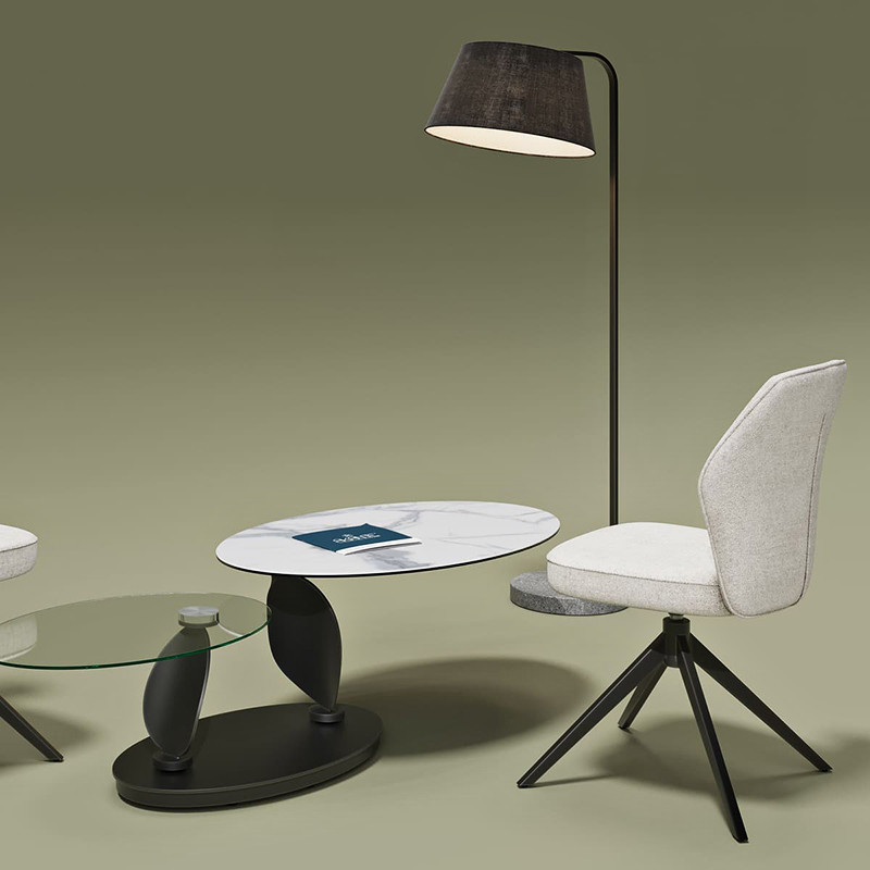 Chaise pied central pivotant VIENNA, 8 coloris Akante