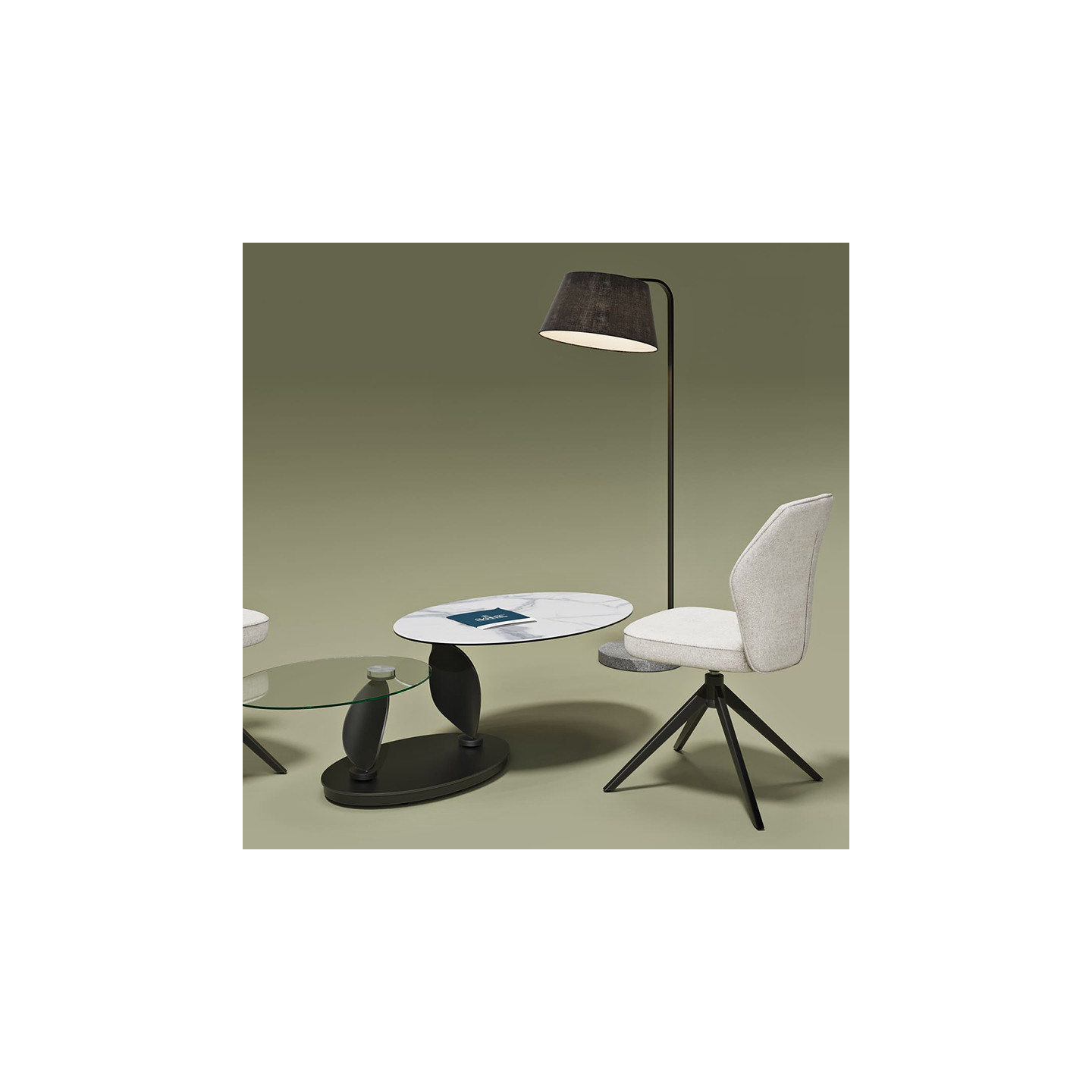 Chaise pied central pivotant VIENNA, 8 coloris Akante
