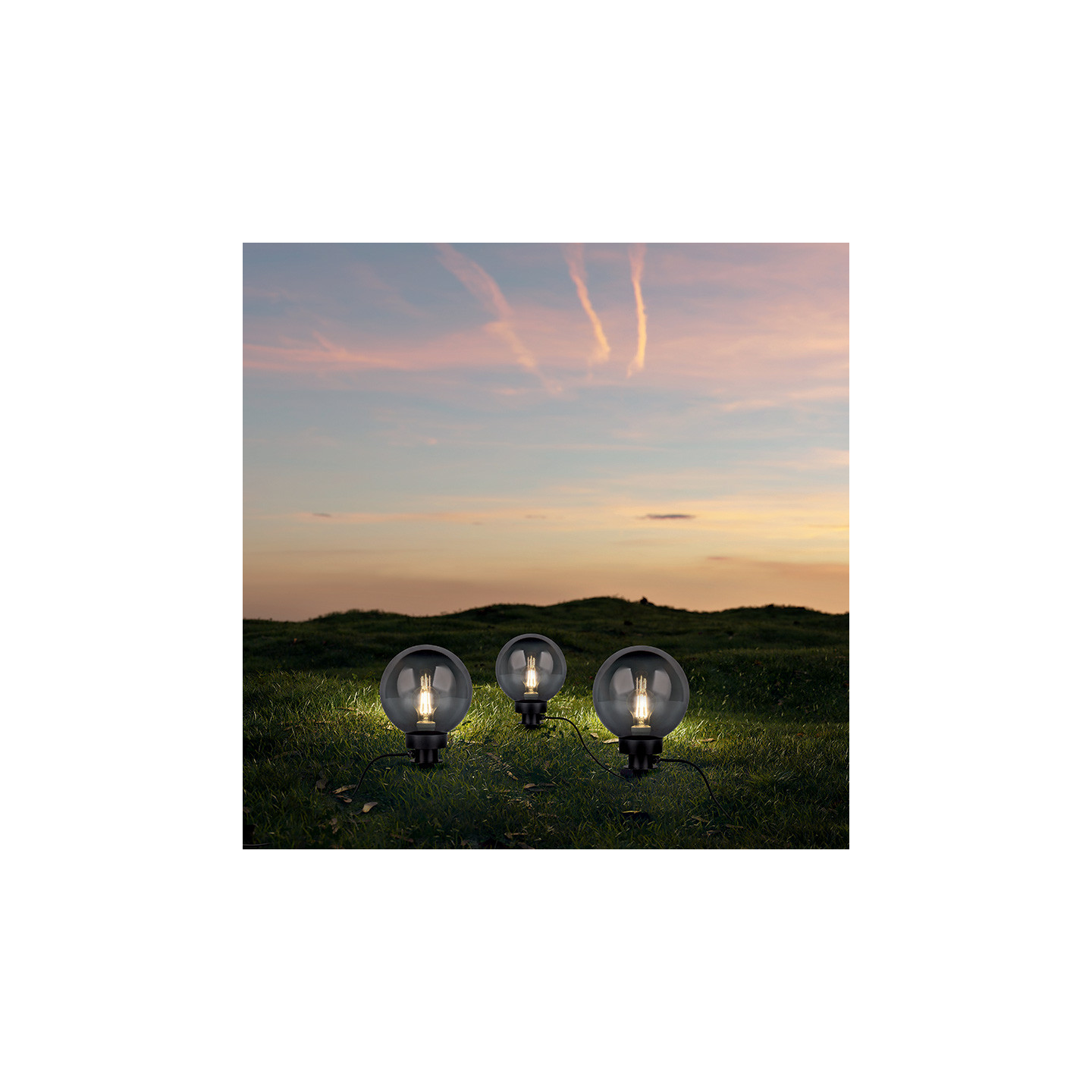 Boule de jardin lumineuse BOLO SMOKE, 3 tailles Trio Lighting