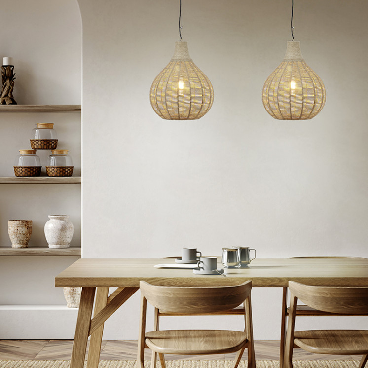 Suspension en jute JANNE, Ø34 ou 54 Trio Lighting
