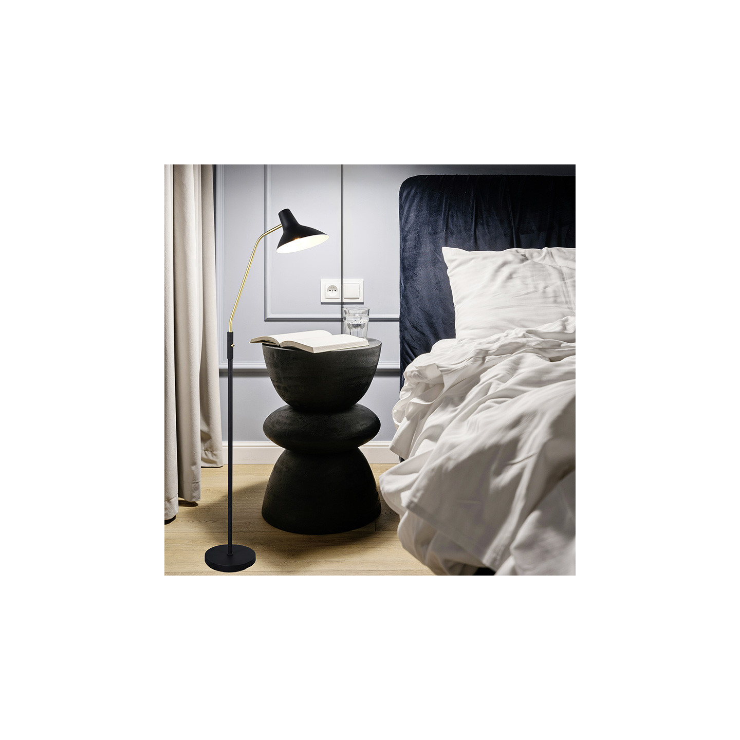 Lampadaire liseuse vintage TRAVELLER, 2 finitions Trio Lighting