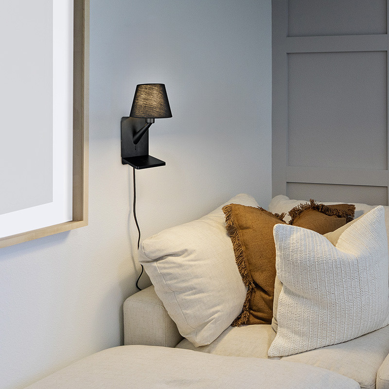 Applique murale abat jour COMFORT, noir ou blanc Trio Lighting