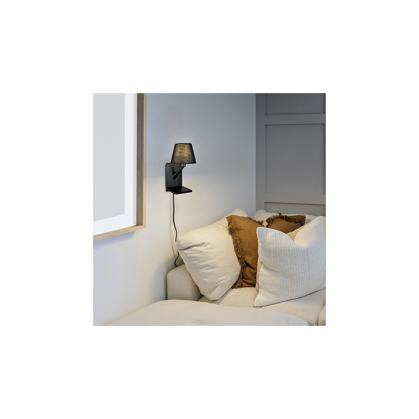 Applique murale abat jour COMFORT, noir ou blanc Trio Lighting