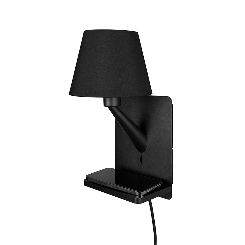 Applique murale abat jour COMFORT, noir ou blanc Trio Lighting