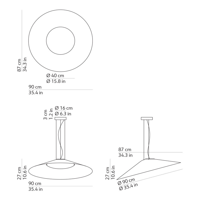 Luminaire design suspension KATE, 2 coloris ou coloris personnalisable Kdln
