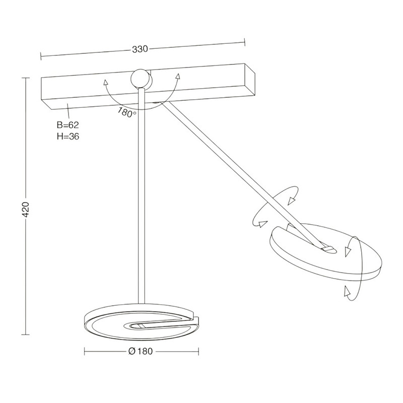 Plafonnier design led JANUS K, 4 finitions Holtkotter