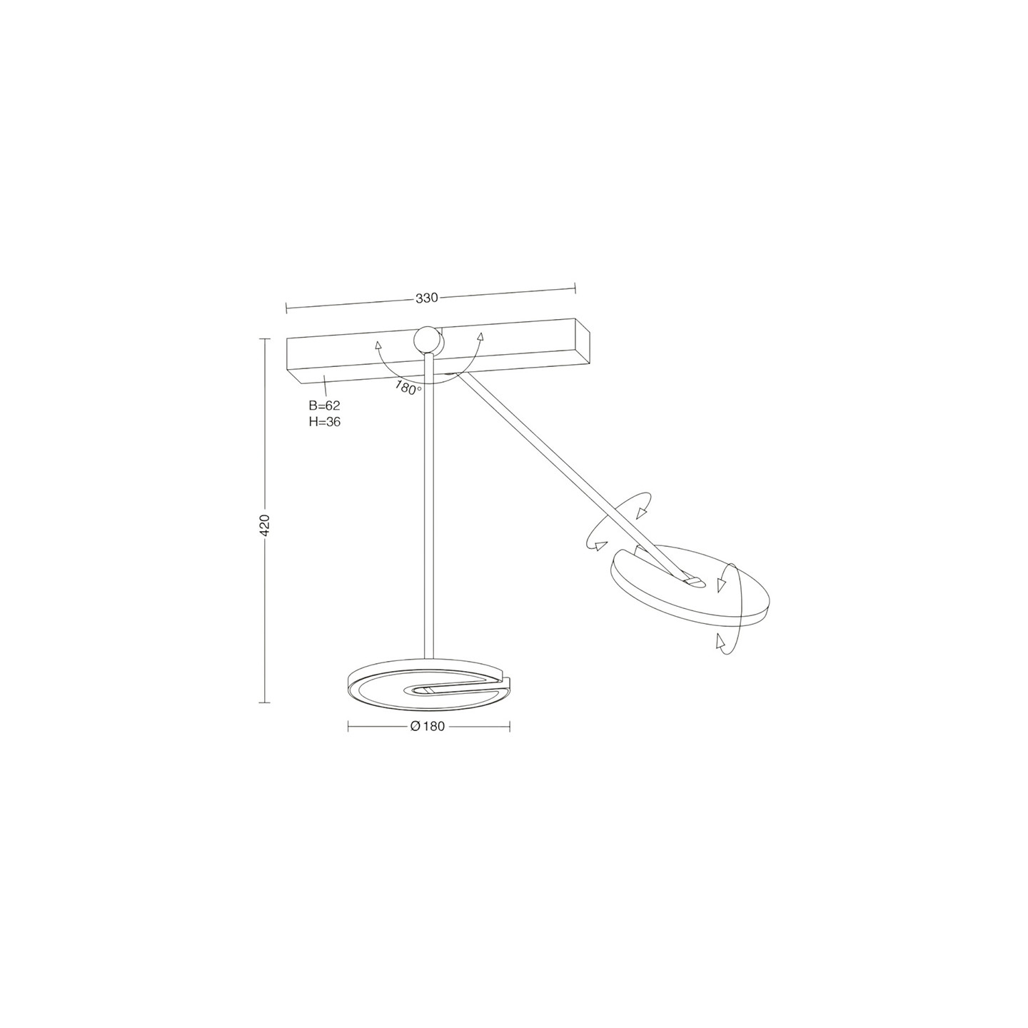 Plafonnier design led JANUS K, 4 finitions Holtkotter