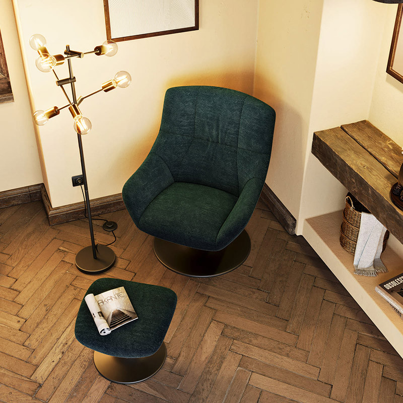 Fauteuil pied pivotant BILBAO, 8 coloris Akante