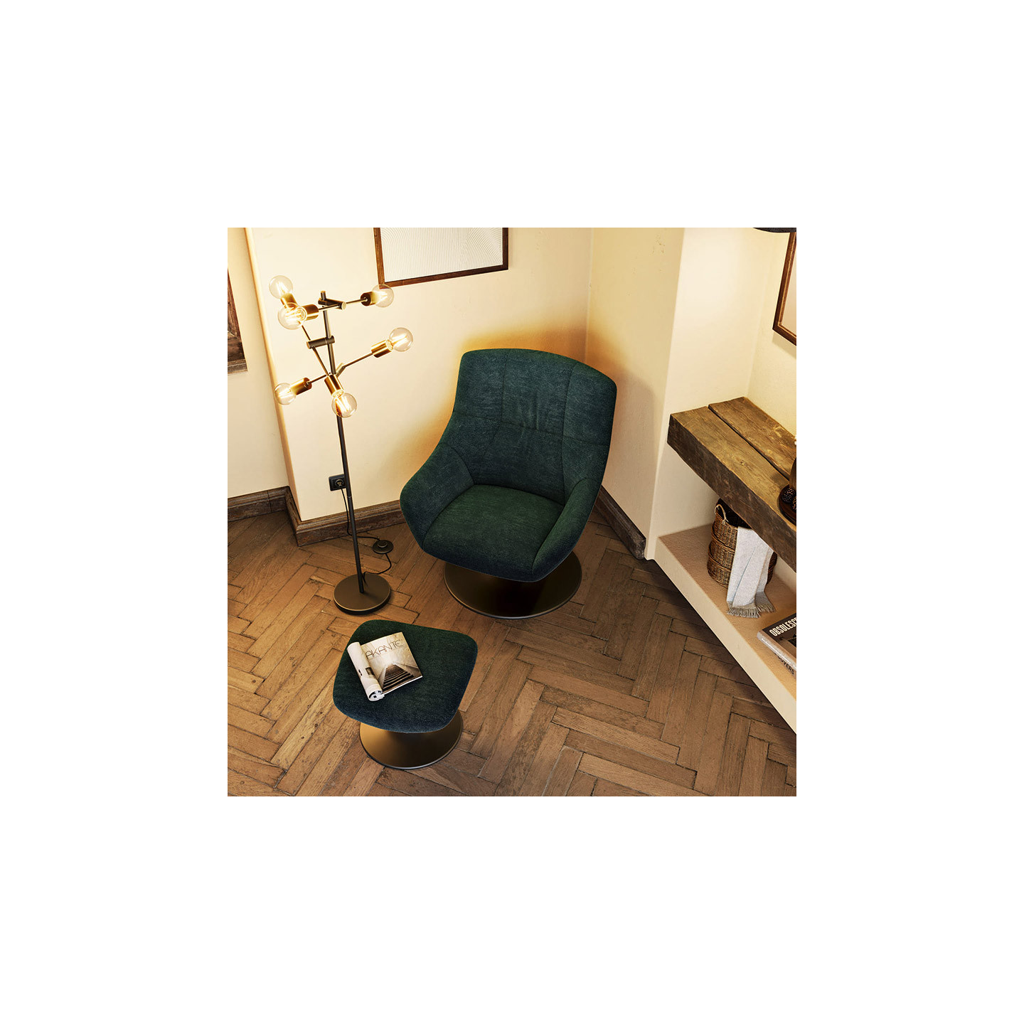 Fauteuil pied pivotant BILBAO, 8 coloris Akante