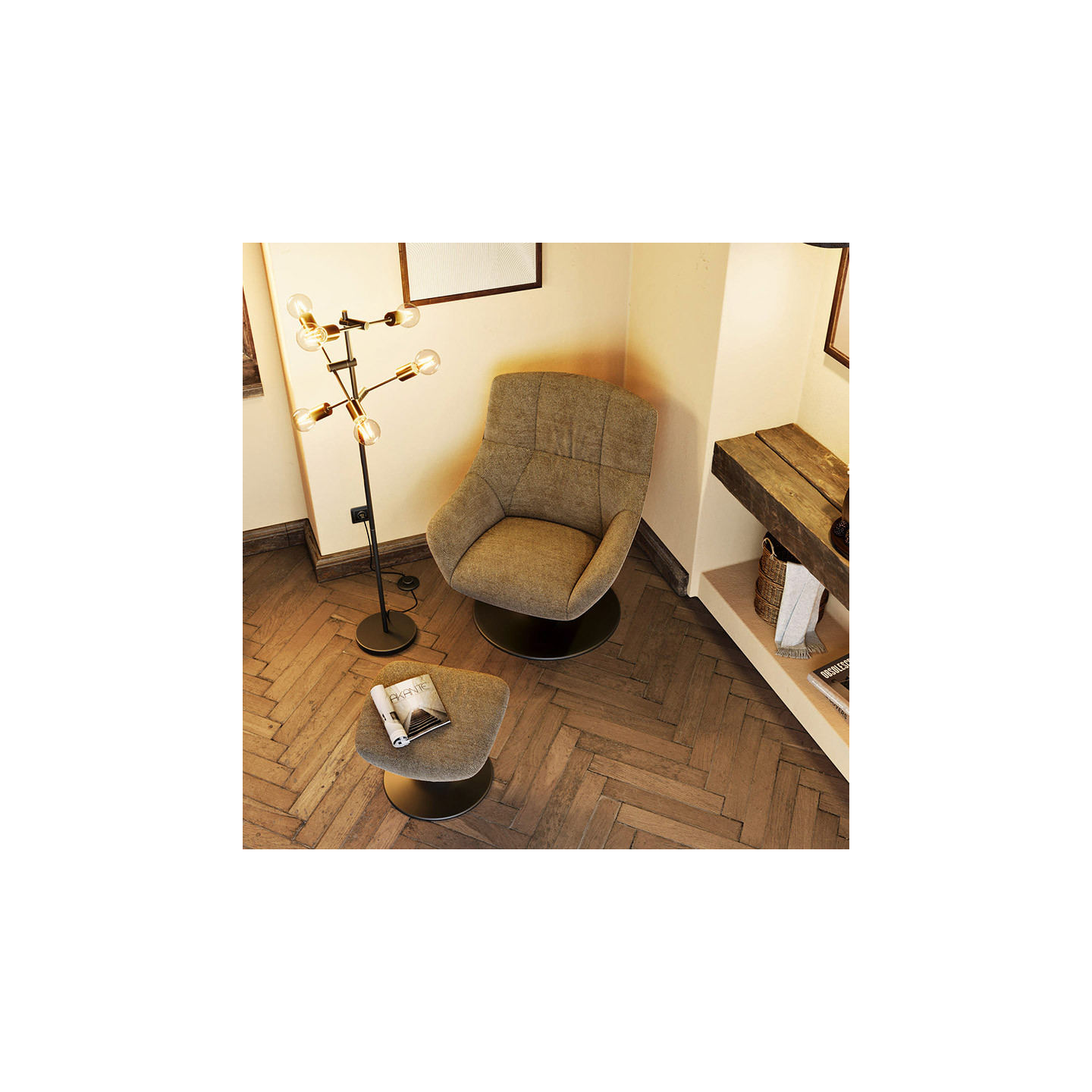 Fauteuil pied pivotant BILBAO, 8 coloris Akante