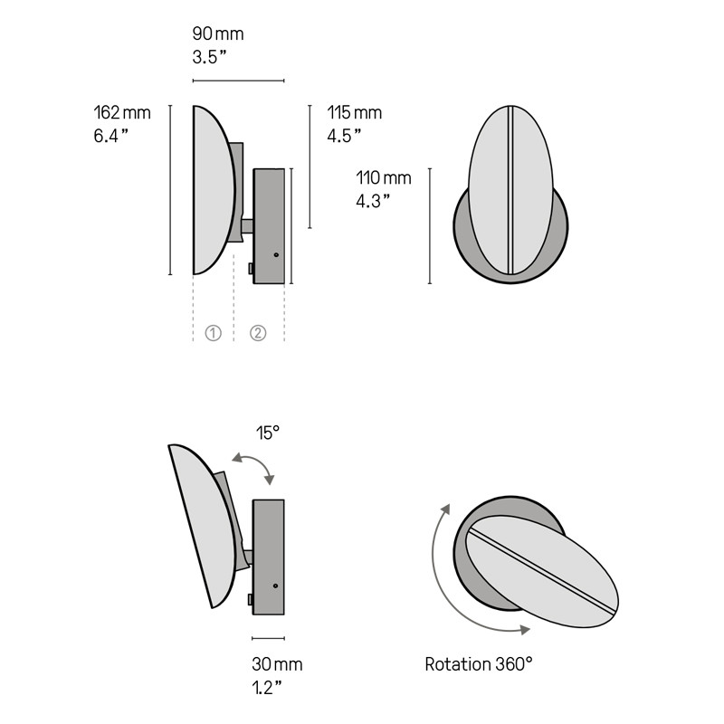 Applique led design PIROUETTE, 6 finitions Cvl Contract