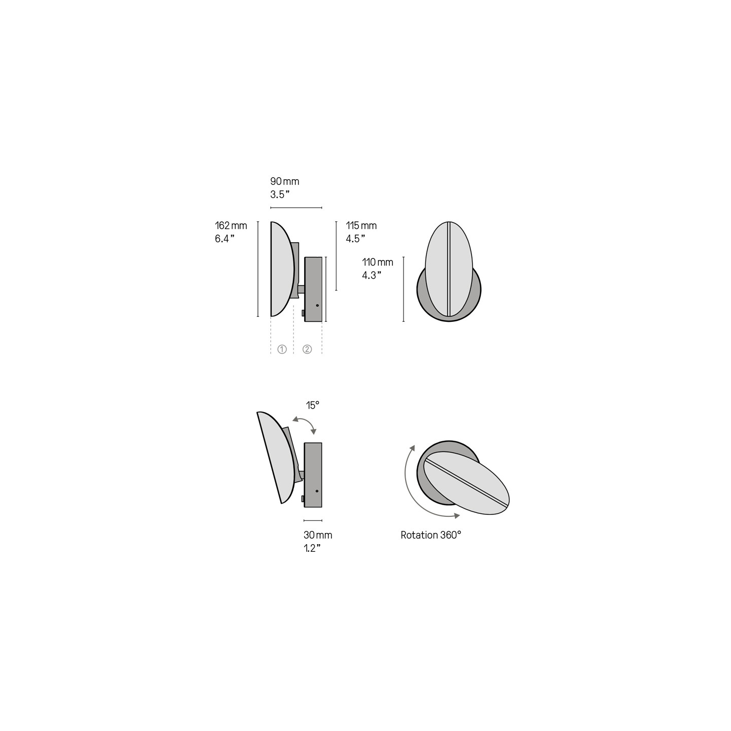 Applique led design PIROUETTE, 6 finitions Cvl Contract