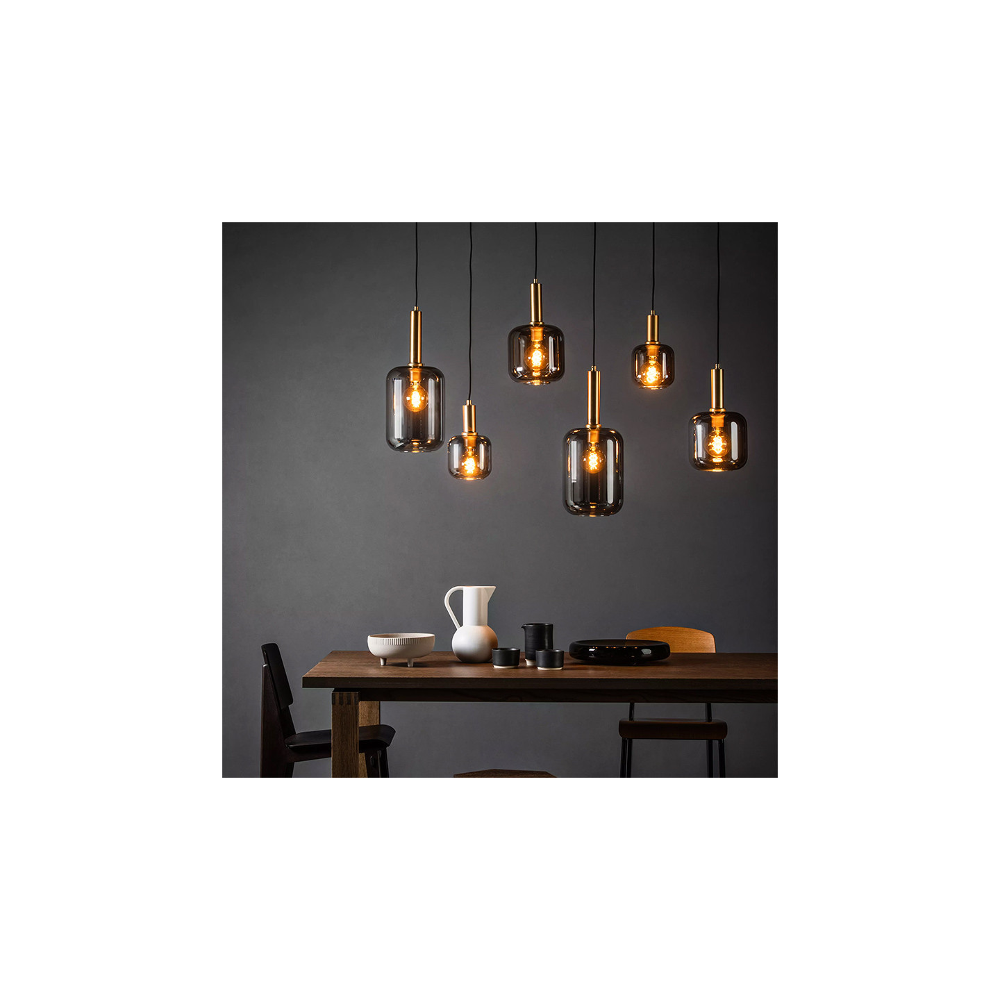 Suspension boule verre multiple JOANET, 6 lumières Lucide
