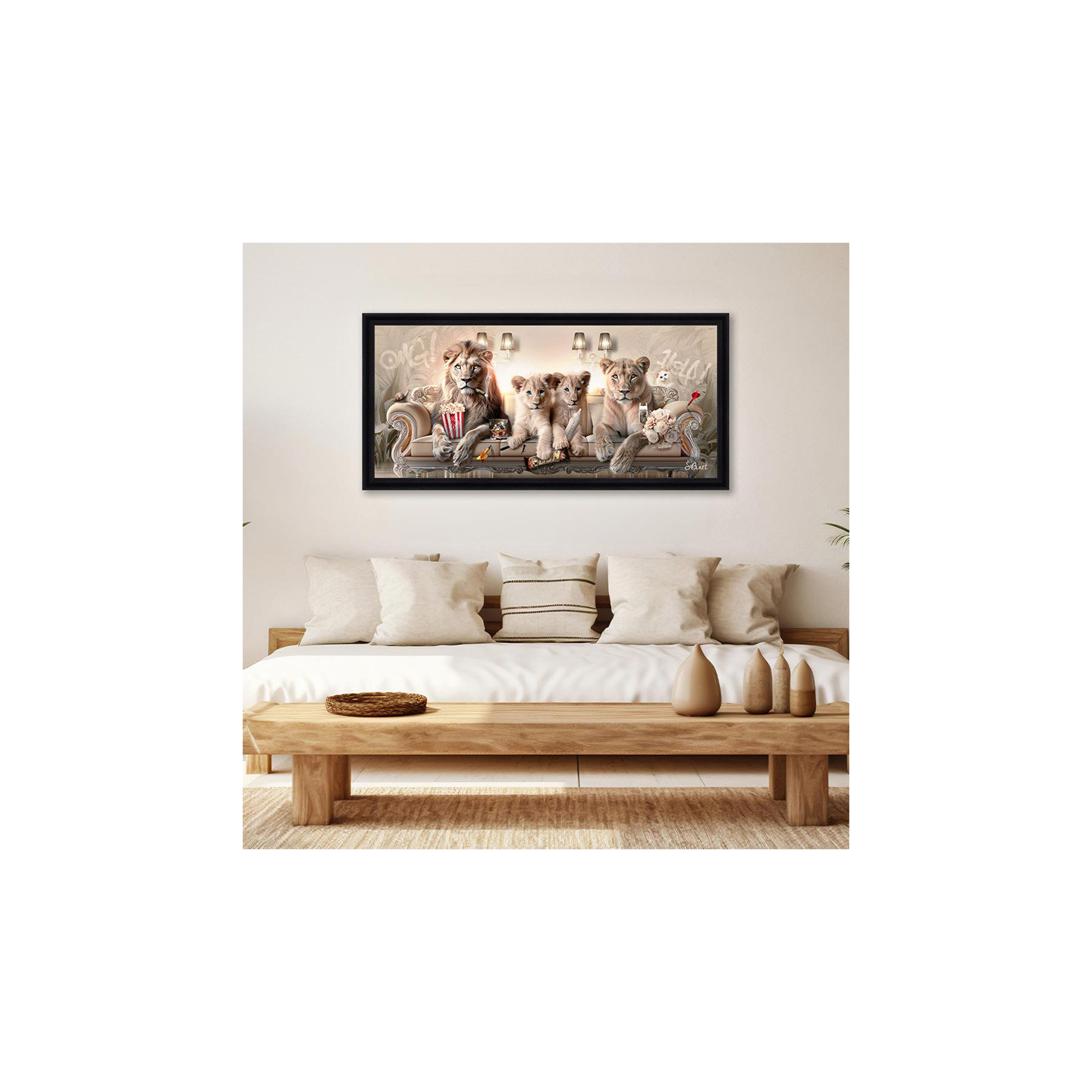 Tableau lion et lionne PANO LION LUXURY, 3 dimensions Cadraven