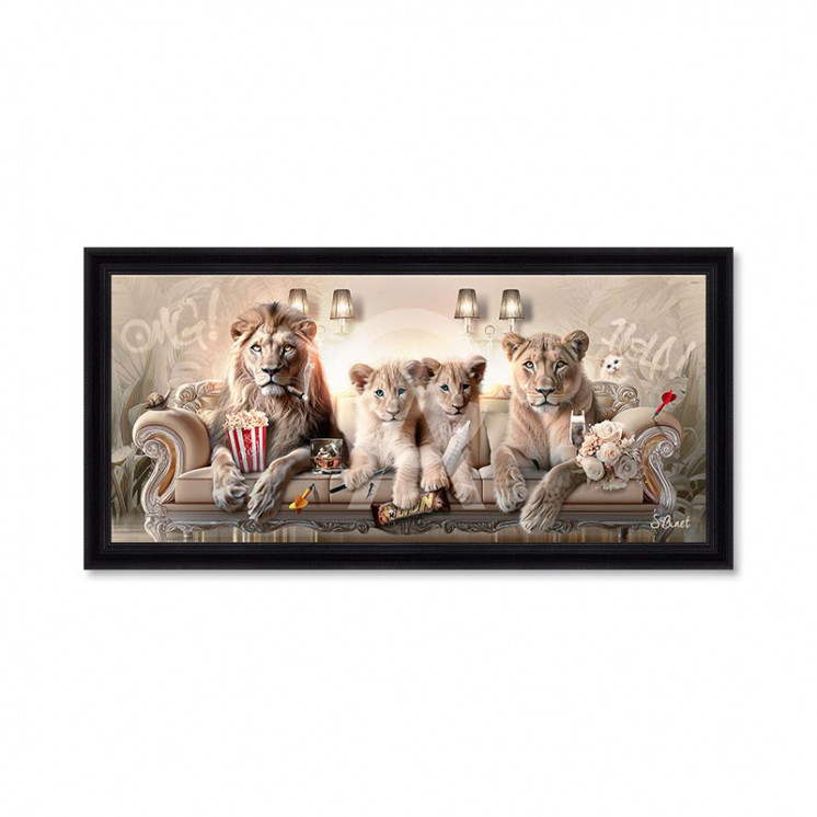 Tableau lion et lionne PANO LION LUXURY, 3 dimensions Cadraven