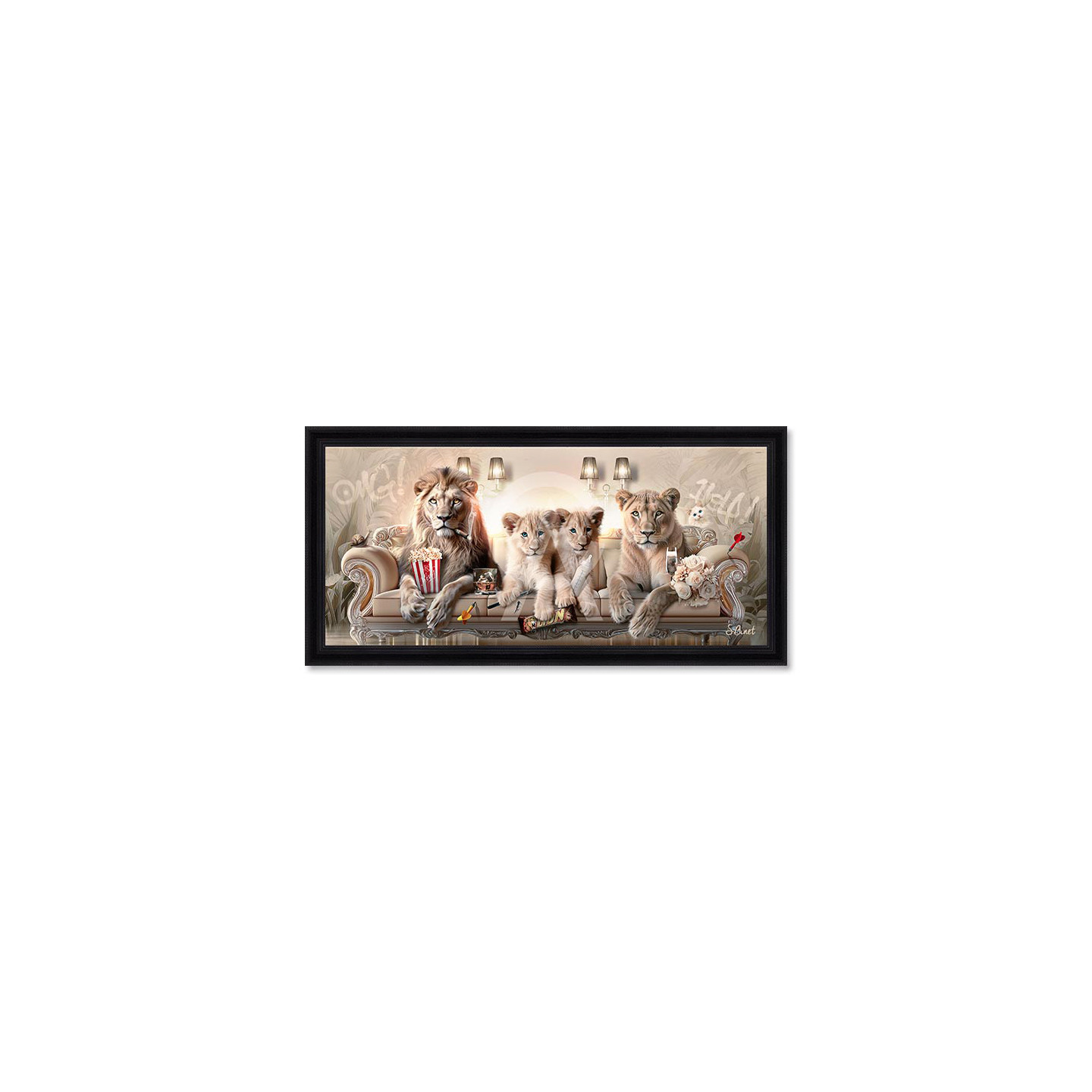 Tableau lion et lionne PANO LION LUXURY, 3 dimensions Cadraven