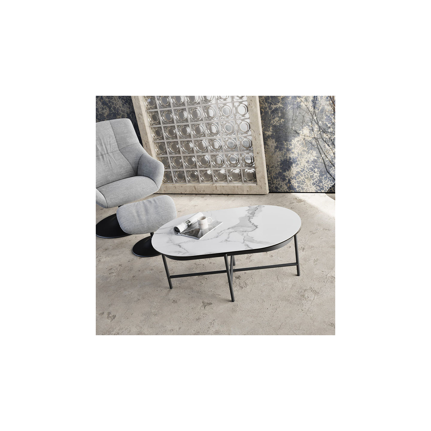 Table basse céramique extensible PAROS, 7 finitions Akante