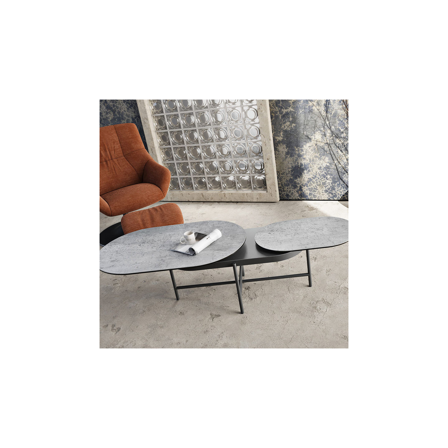 Table basse céramique extensible PAROS, 7 finitions Akante