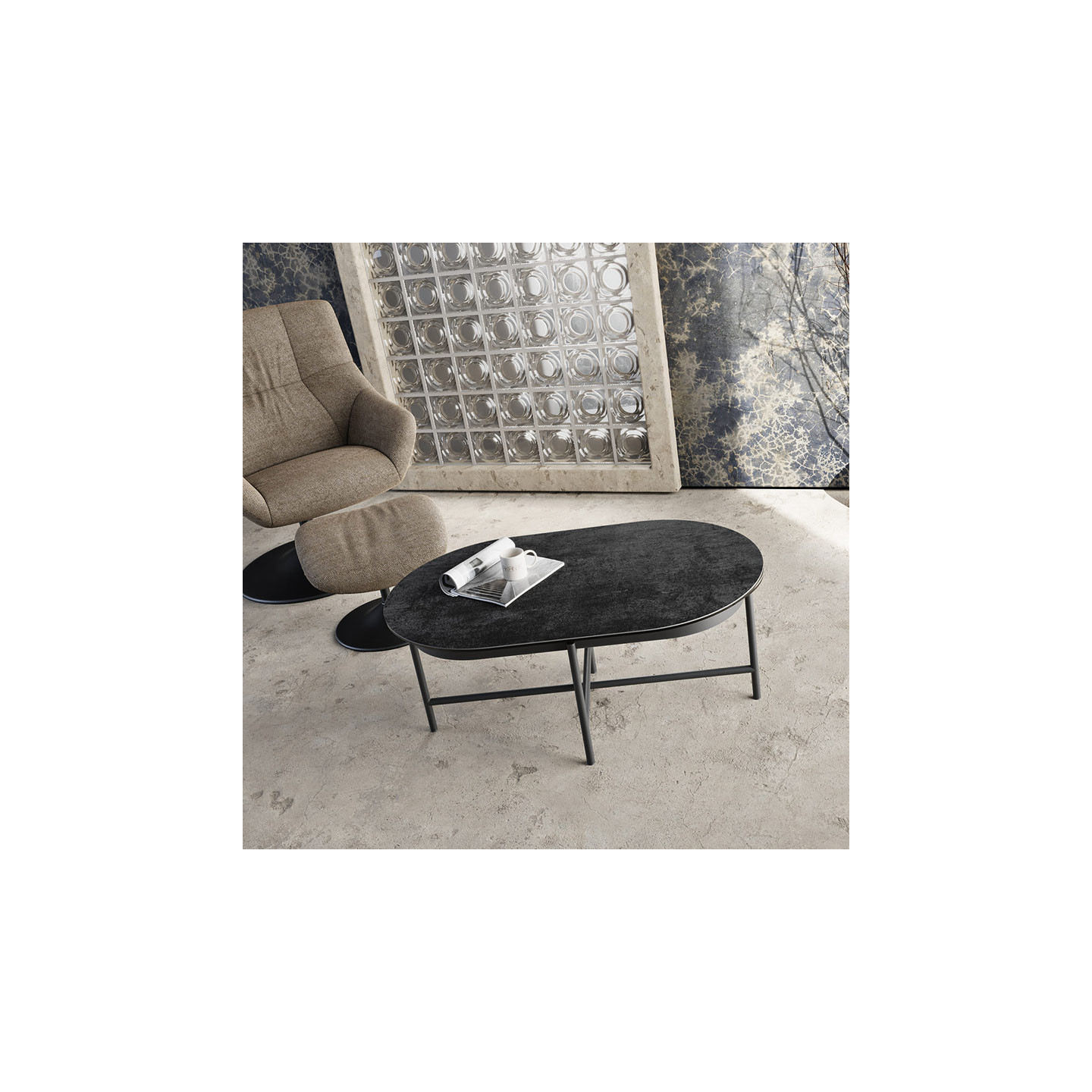 Table basse céramique extensible PAROS, 7 finitions Akante