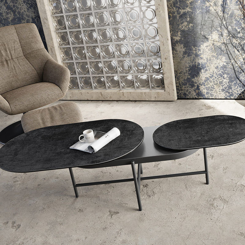 Table basse céramique extensible PAROS, 7 finitions Akante