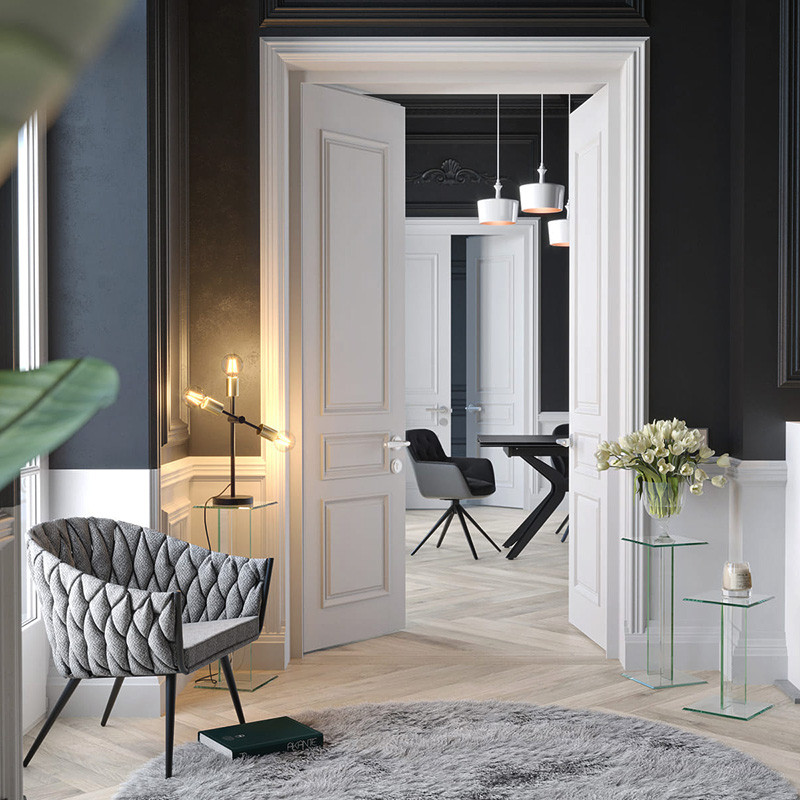 Table d'appoint en verre TRIVIA, 2 hauteurs Akante