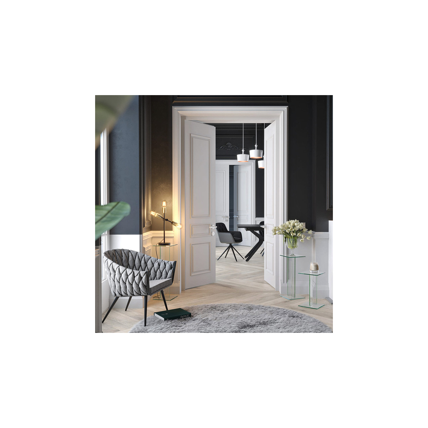 Table d'appoint en verre TRIVIA, 3 hauteurs Akante