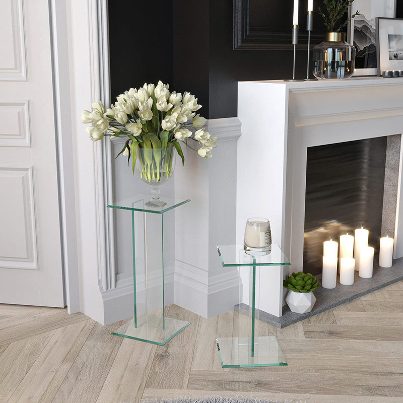 Table d'appoint en verre TRIVIA, 2 hauteurs Akante