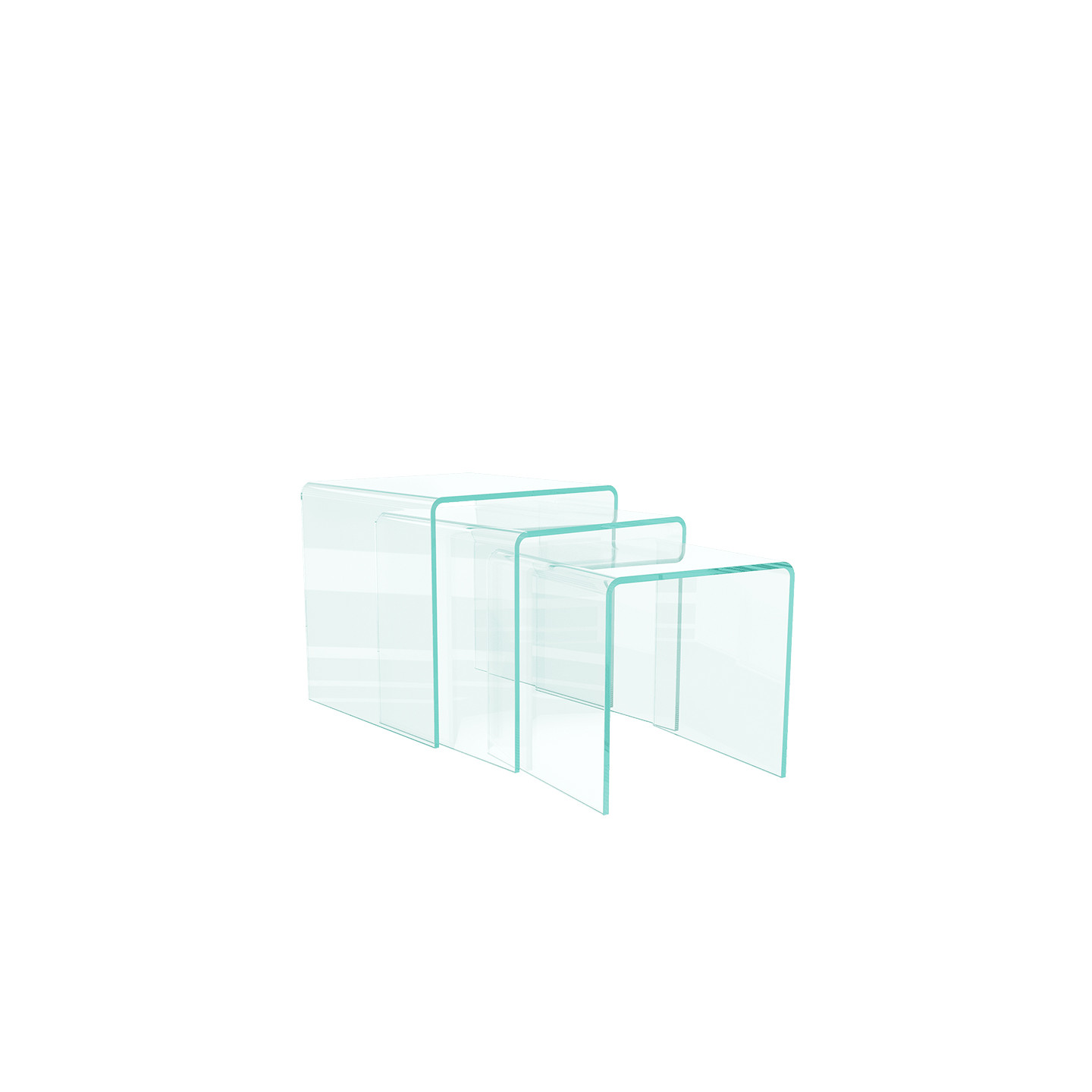 Table gigognes en verre trempé OLIVEA, 3 finitions Akante