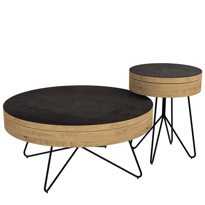 Table basse ronde avec rangement BROOKLYN Akante