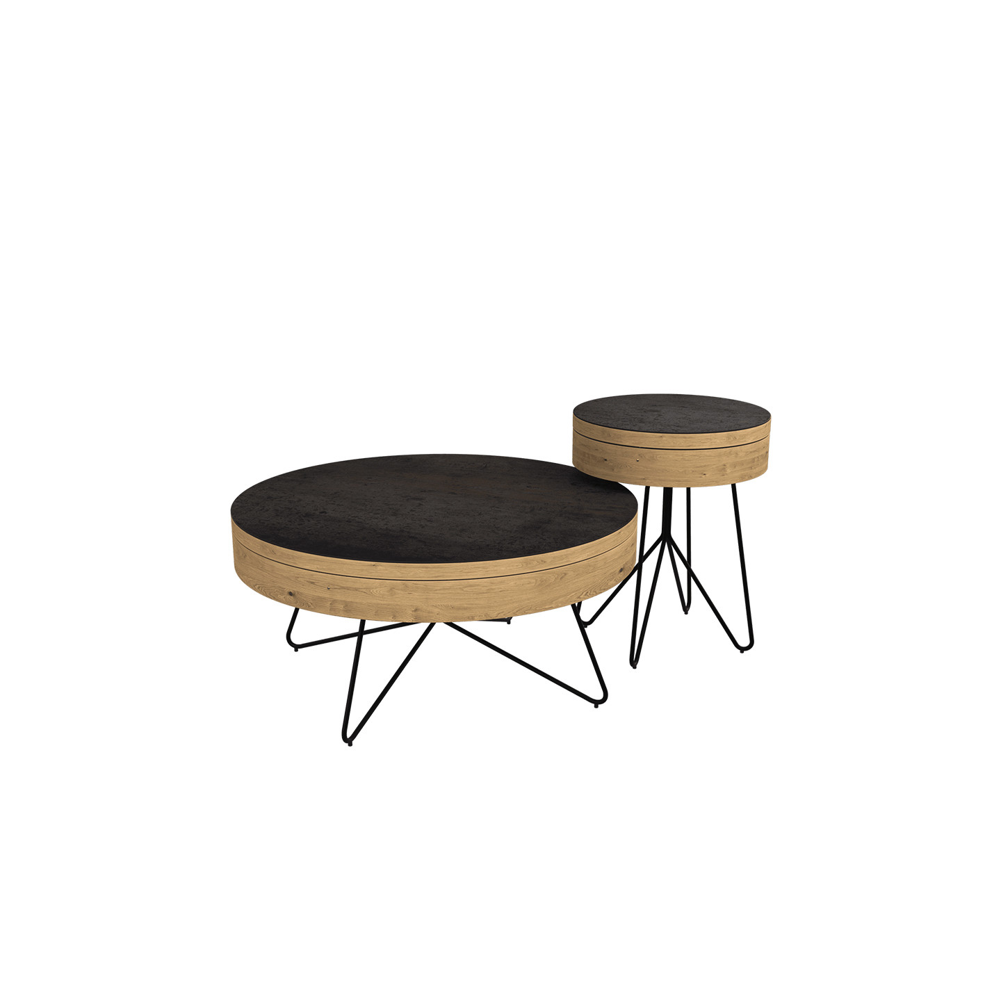 Table basse ronde avec rangement BROOKLYN Akante
