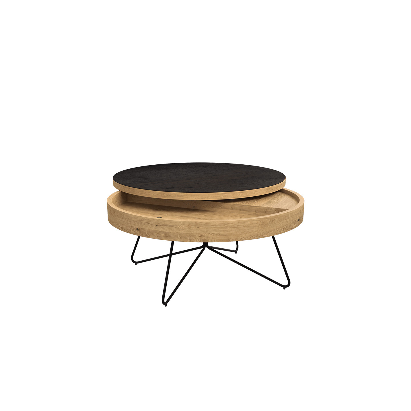 Table basse ronde avec rangement BROOKLYN Akante