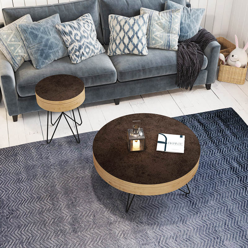 Table basse ronde avec rangement BROOKLYN Akante