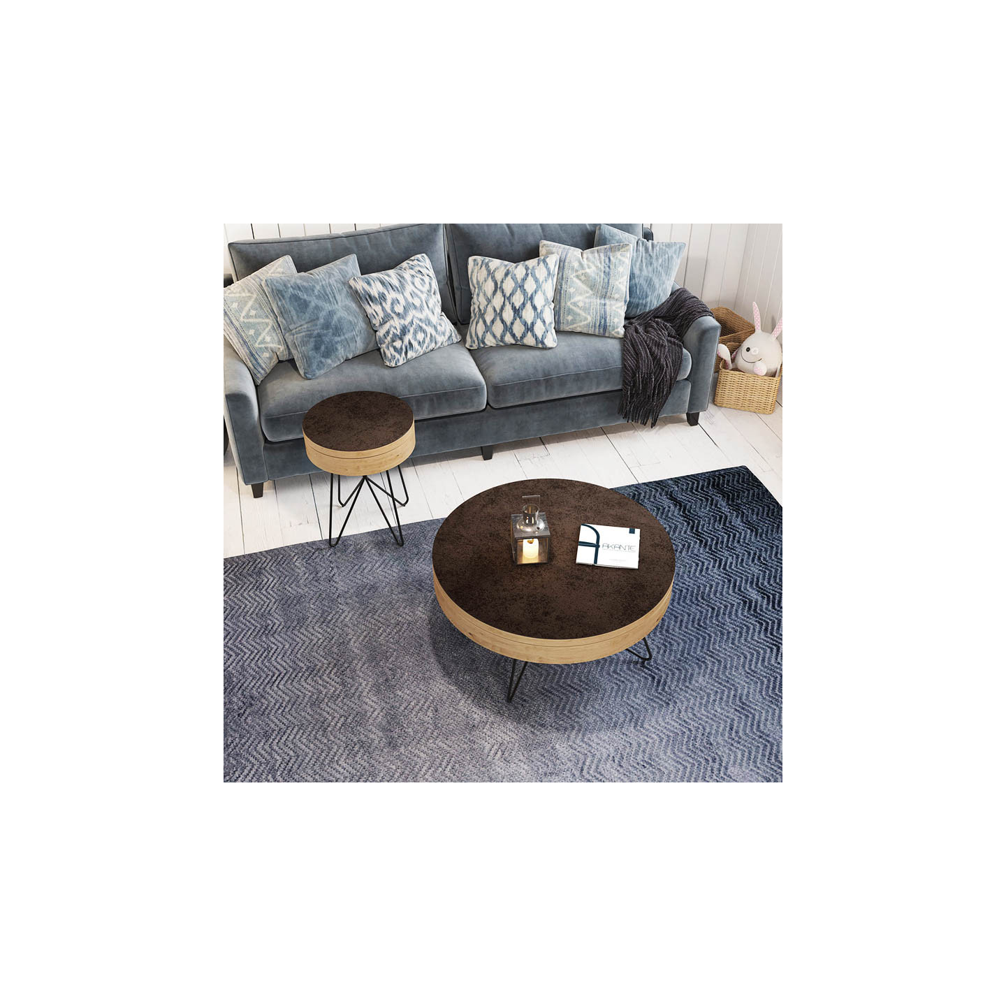 Table basse ronde avec rangement BROOKLYN Akante