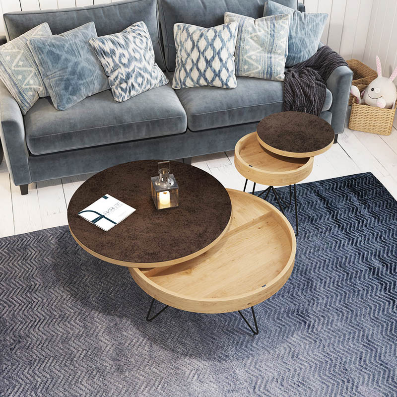 Table basse ronde avec rangement BROOKLYN Akante