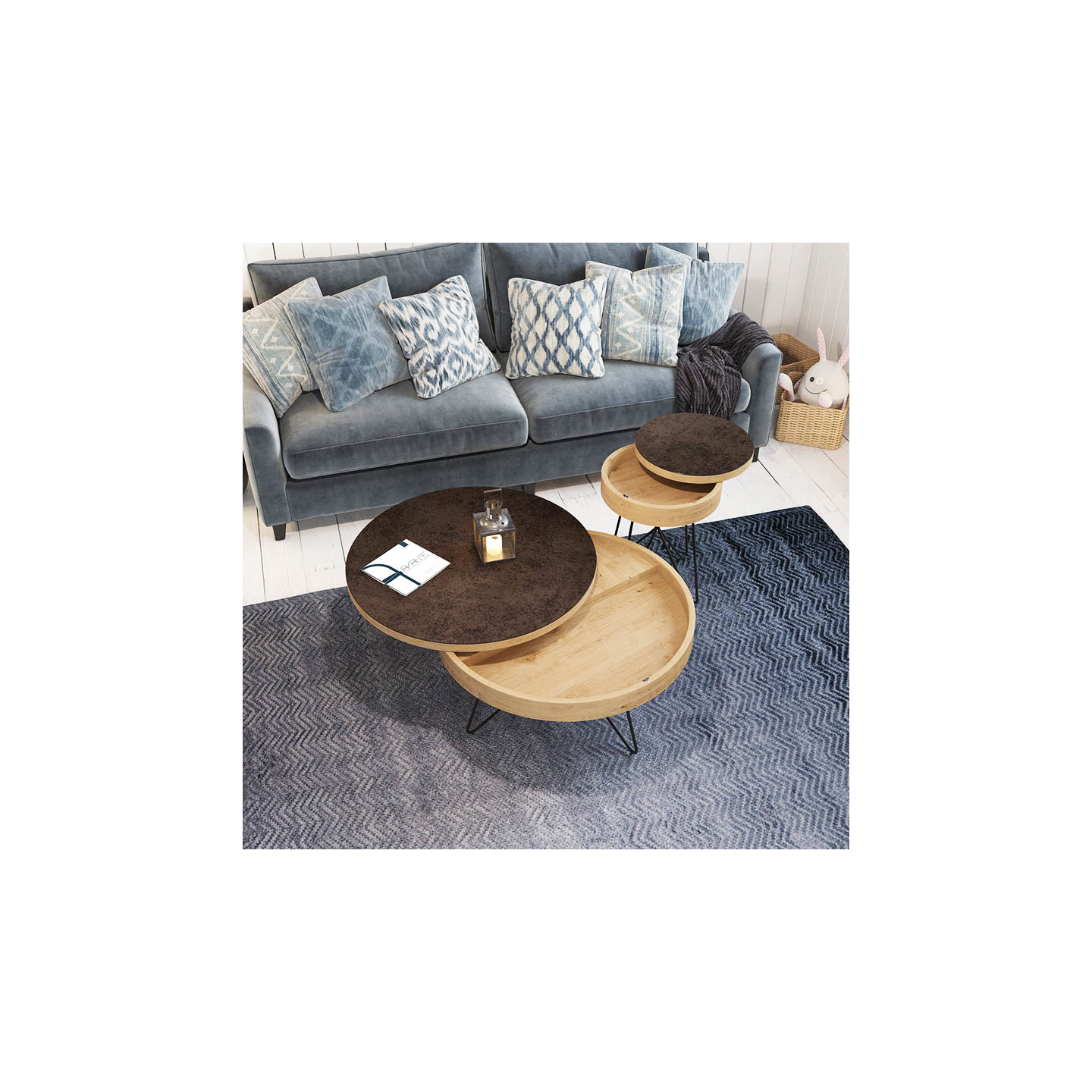 Table basse ronde avec rangement BROOKLYN Akante