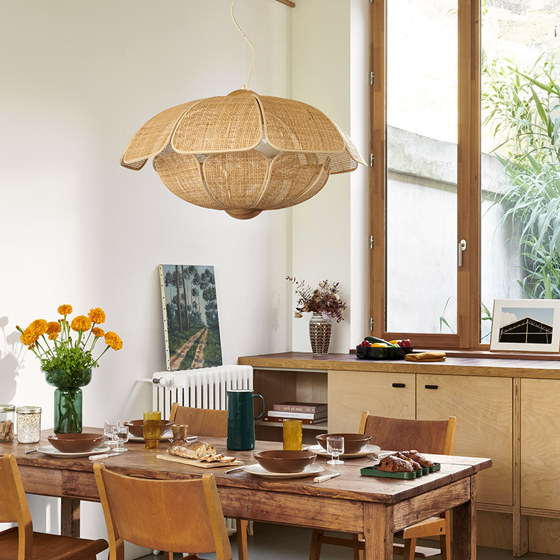 Suspension luminaire cannage COQUILLAGE D70 Market Set