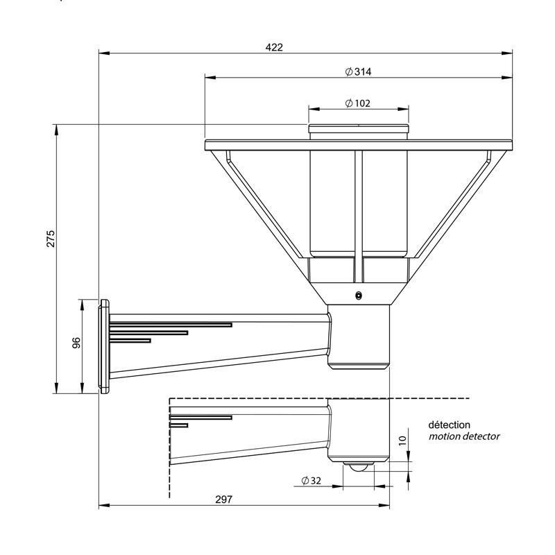 Applique extérieur terrasse BERMUDE (MODÈLE 1), 8 coloris Roger Pradier