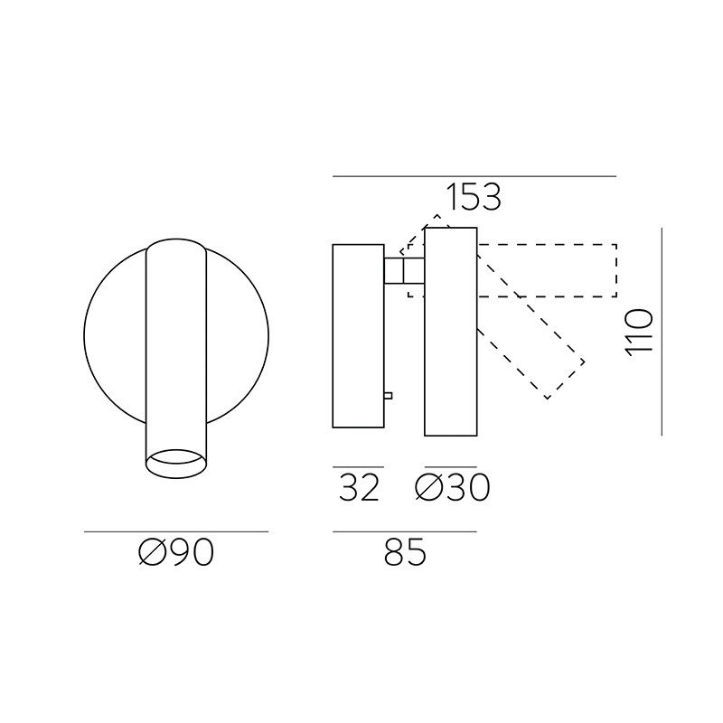 Liseuse murale chambre ATRIA, 3 finitions Acb Lighting