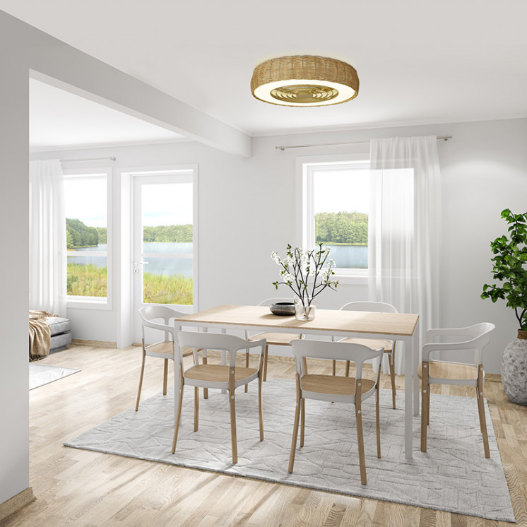Ventilateur plafond rotin KILIMANJARO MINI Mantra iluminacion