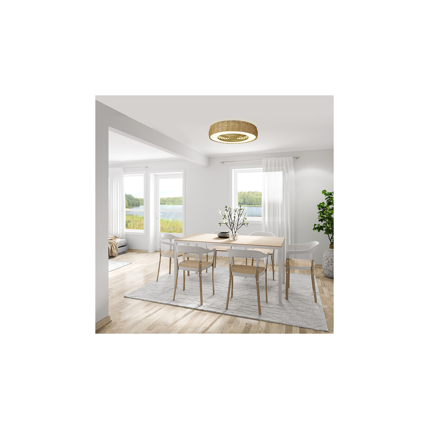 Ventilateur plafond rotin KILIMANJARO MINI Mantra iluminacion