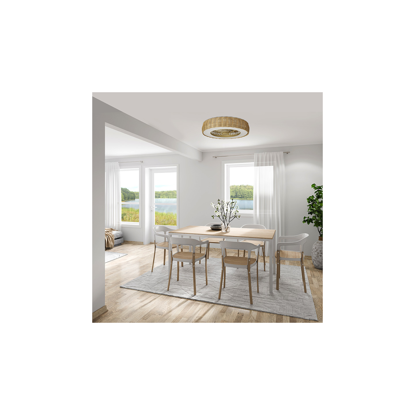 Ventilateur plafond rotin KILIMANJARO MINI Mantra iluminacion